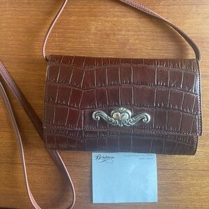 Brighton Rich Brown Croc-Embossed Crossbody Bag and Wallet